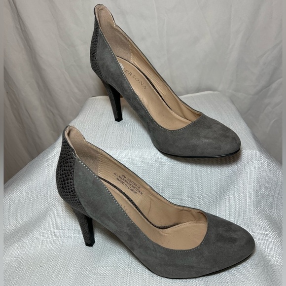 Versona Gray/Snakeskin Heels - Stiletto - Size 8 - Picture 3 of 6